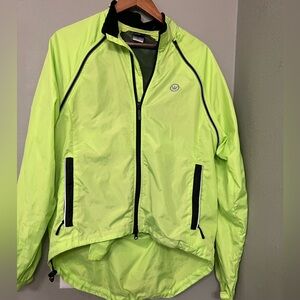 Canari Reflective Yellow Green Windbreaker Rain Jacket Cycling M